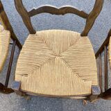 4 wooden country straw chairs
