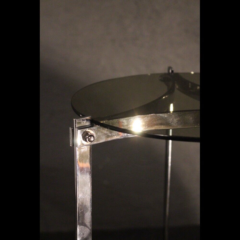 Pair of 70s chrome metal side table