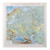 Old USSR and Finland map 43x43cm from 1950
