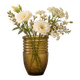 Vintage olive green smoked glass vase – Textured relief decoration – H19 cm
