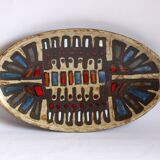 Abstract Brutalist Ceramic Centerpiece Plate by Perignem, Belgium, 1960s.