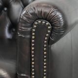 Dark luxury cowhide Chesterfield club armchair in English style