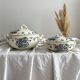 Small old vegetable soup tureen in iron earth "Les Violettes" Salins