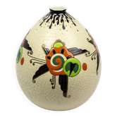 Art Deco vase Orchies, enamels on crackled background, stylised flowers