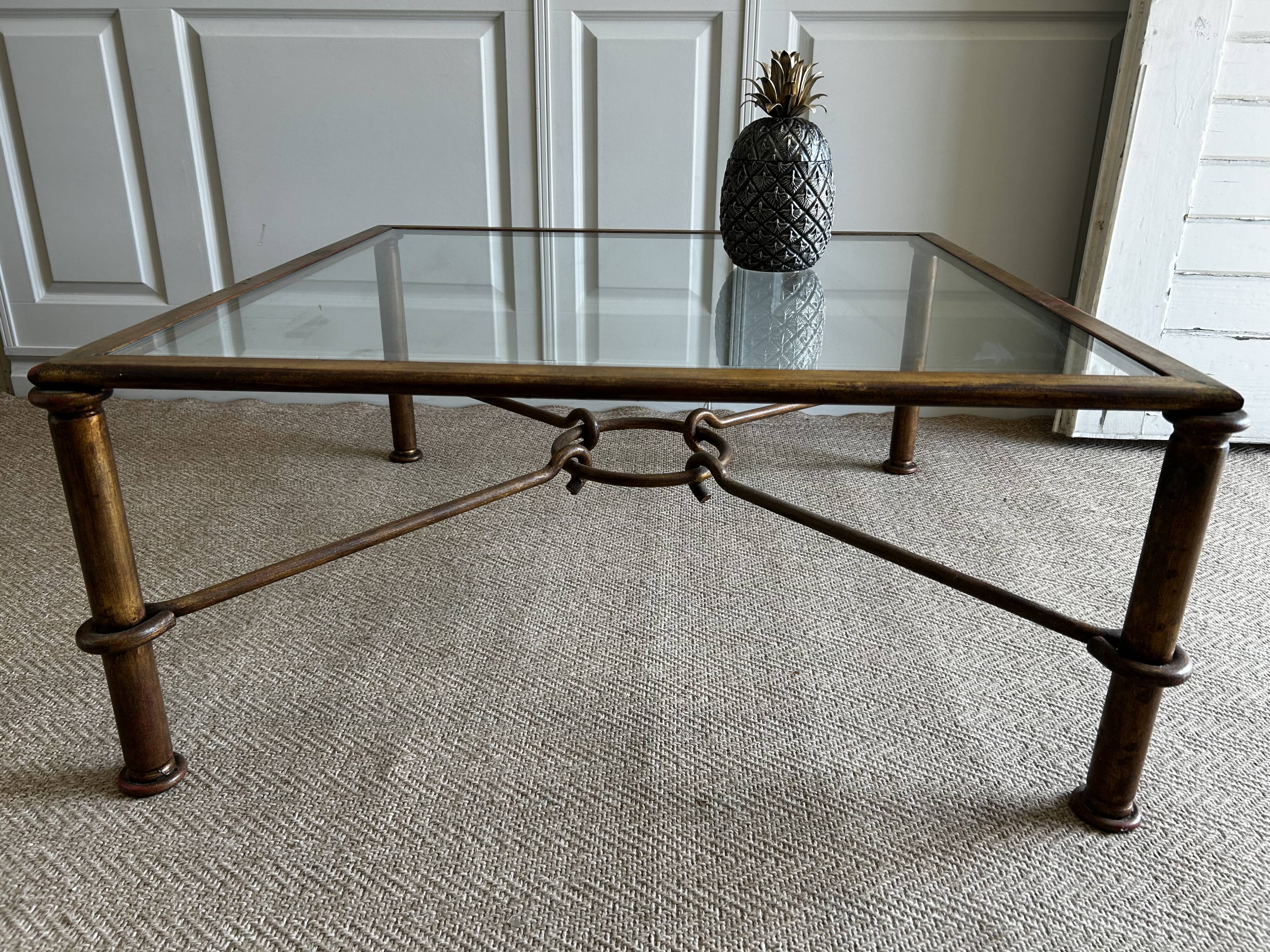 XL Gilt Coffee Table, Italy, 1970's, by Giovanni Banci for Hermes