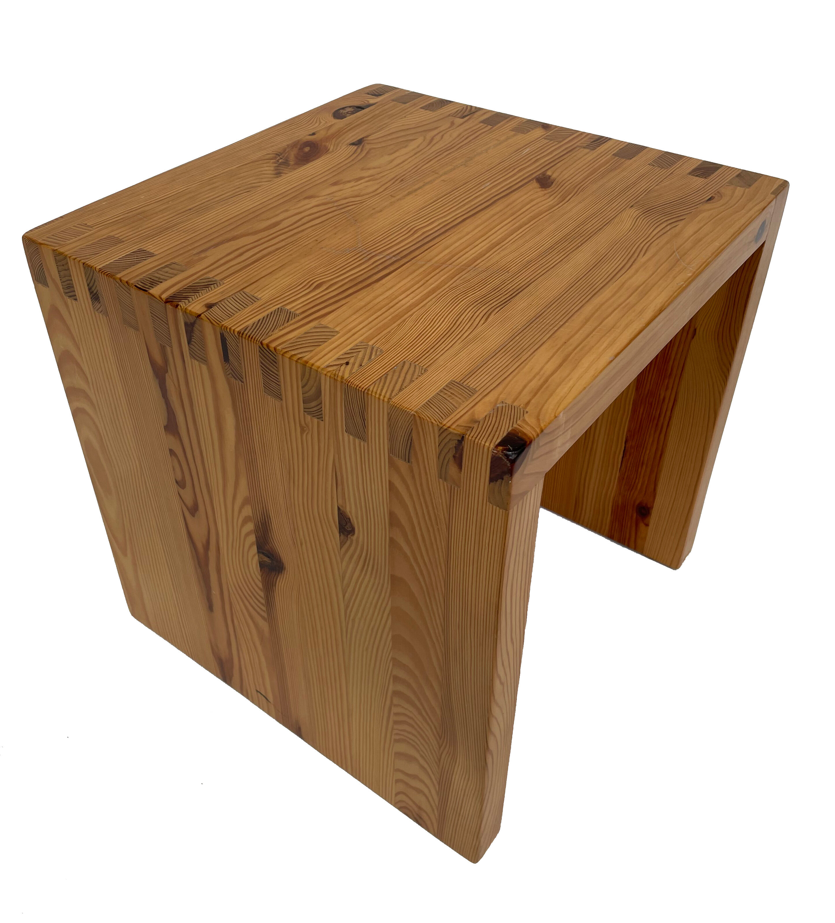 Vintage side table Ate van Apeldoorn, Pine wood 1970s