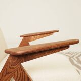 Fauteuils MID century chaise longue vintage en écru lot de 2 fauteuils