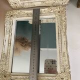 Set of two pretty mirrors in white, beige, and gold tones. Bohemian
