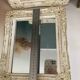 Set of two pretty mirrors in white, beige, and gold tones. Bohemian