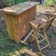 Bamboo bar and 2 vintage stools