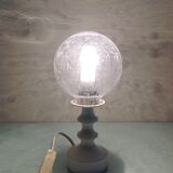 Glass globe bedside lamp/ vintage 60s-70s