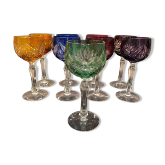 Set of 9 crystal water glasses
