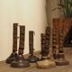 19th-century wrought iron "Rat de Cave" candlesticks from Normandy, set of 7.
