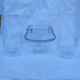 Ice bucket and 2 vintage whisky glasses in Sèvres crystal