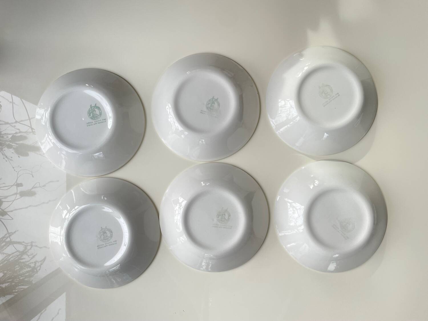 6 “checkerboard” soup plates Moulin des Loups