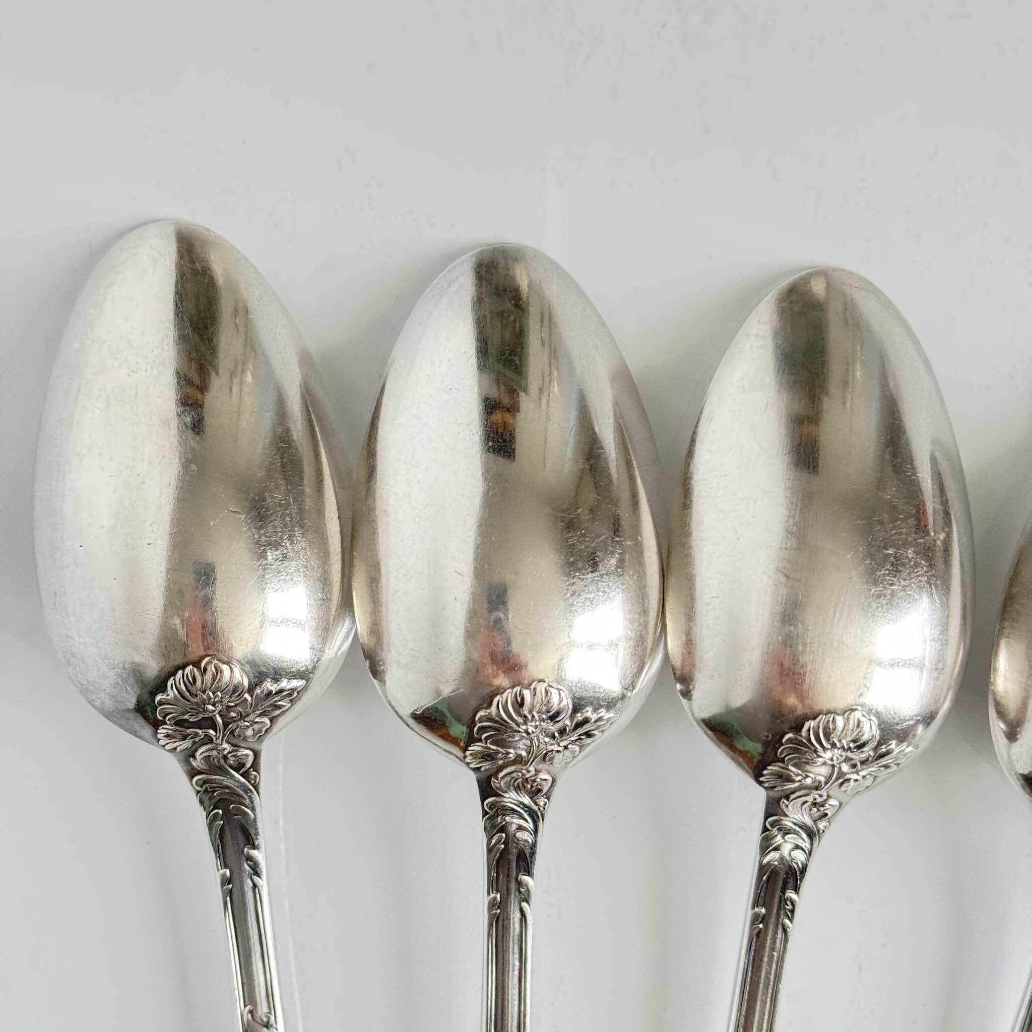 Christofle Chrysanthemum | Set of 6 Spoons | Art Nouveau