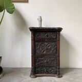 Commode XIXème pin noirci sculpté