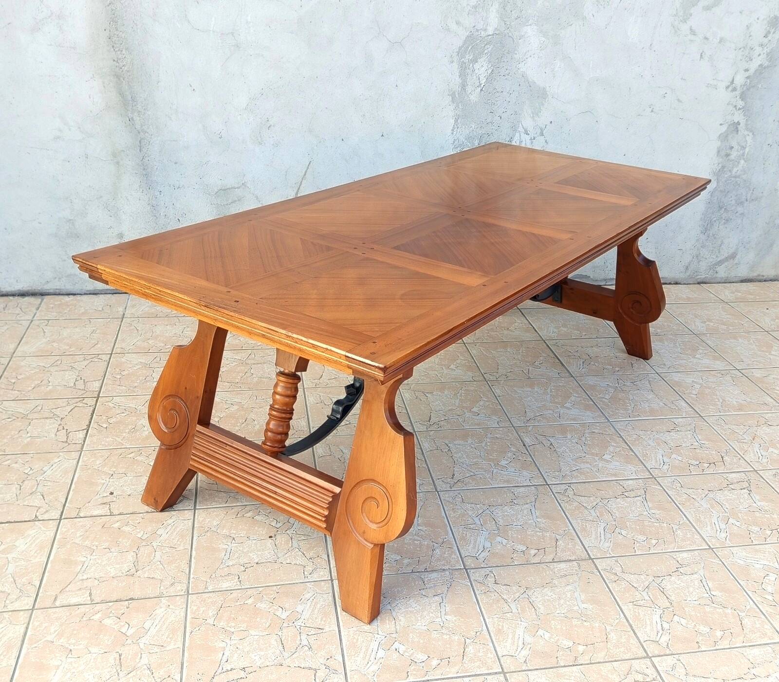 Large vintage table in solid walnut