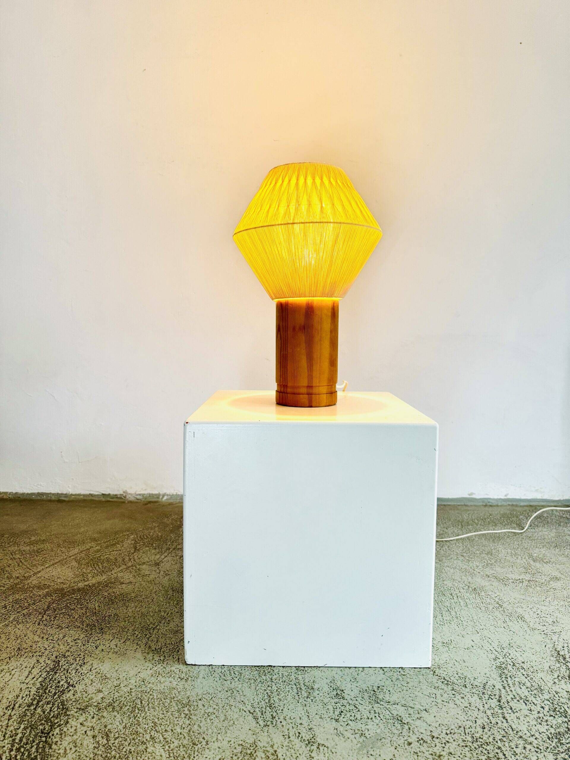 B-243 Wood & Sisal Table Lamp By Hans-Agne Jakobsson For Ab Ellysett, Sweden 1960S