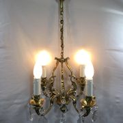 Lustre cage à  4 lumières bronze et cristal