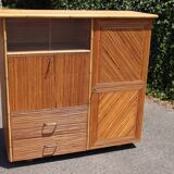 Rattan wardrobe/secretary Audoux & Minnet  style 1950