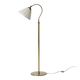 Scandinavian brass floor lamp with curved neck, 1950s
