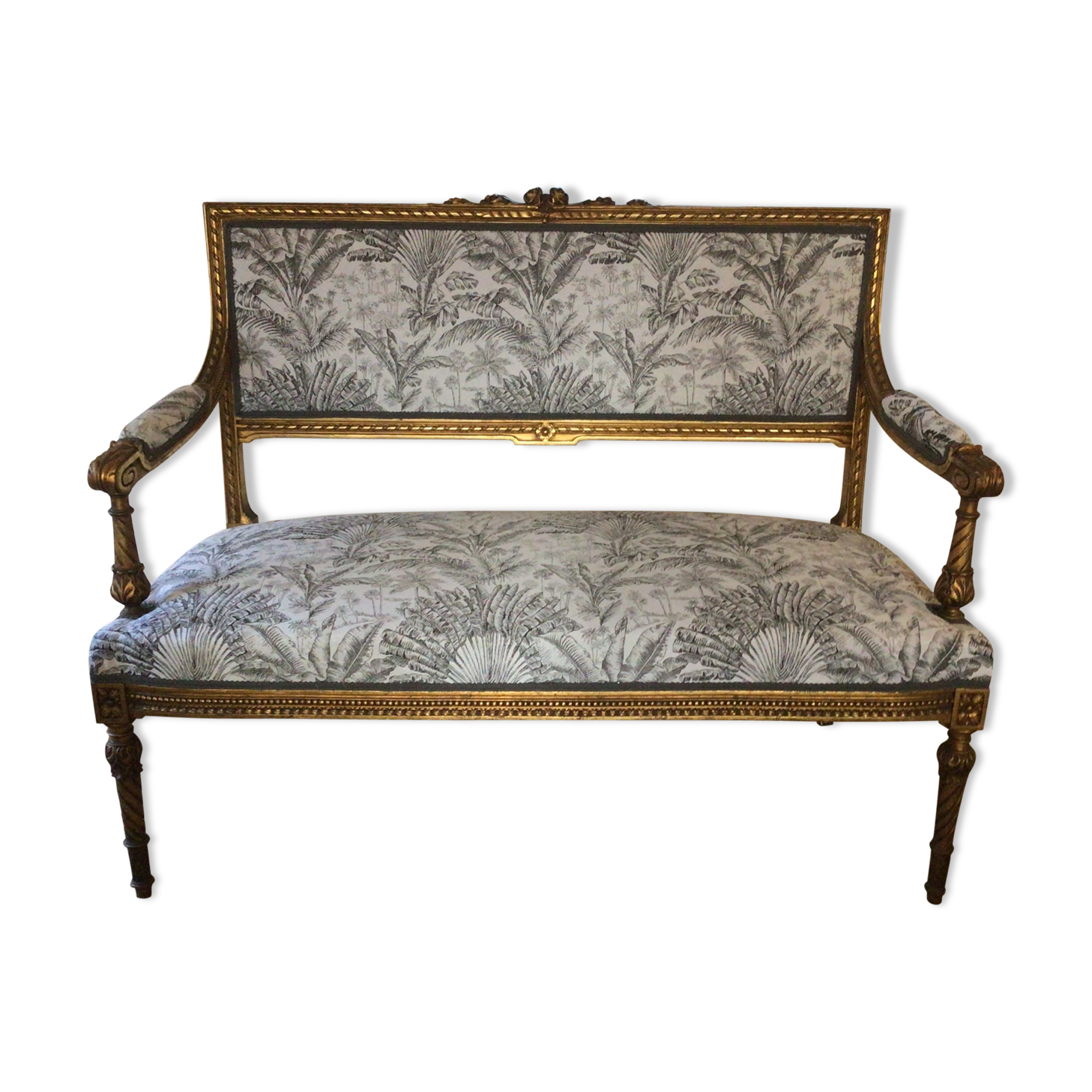 Louis XVI gilded style bench
