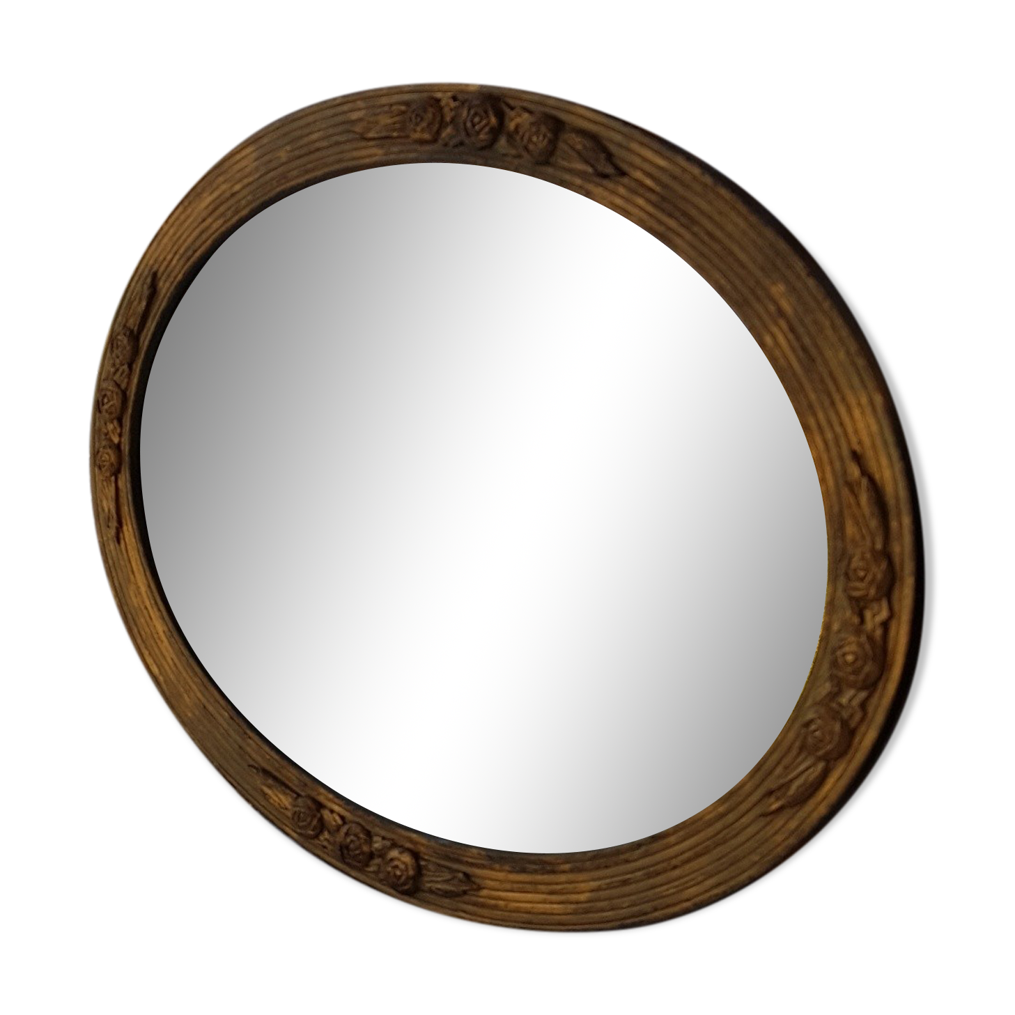 Art Deco golden oval mirror