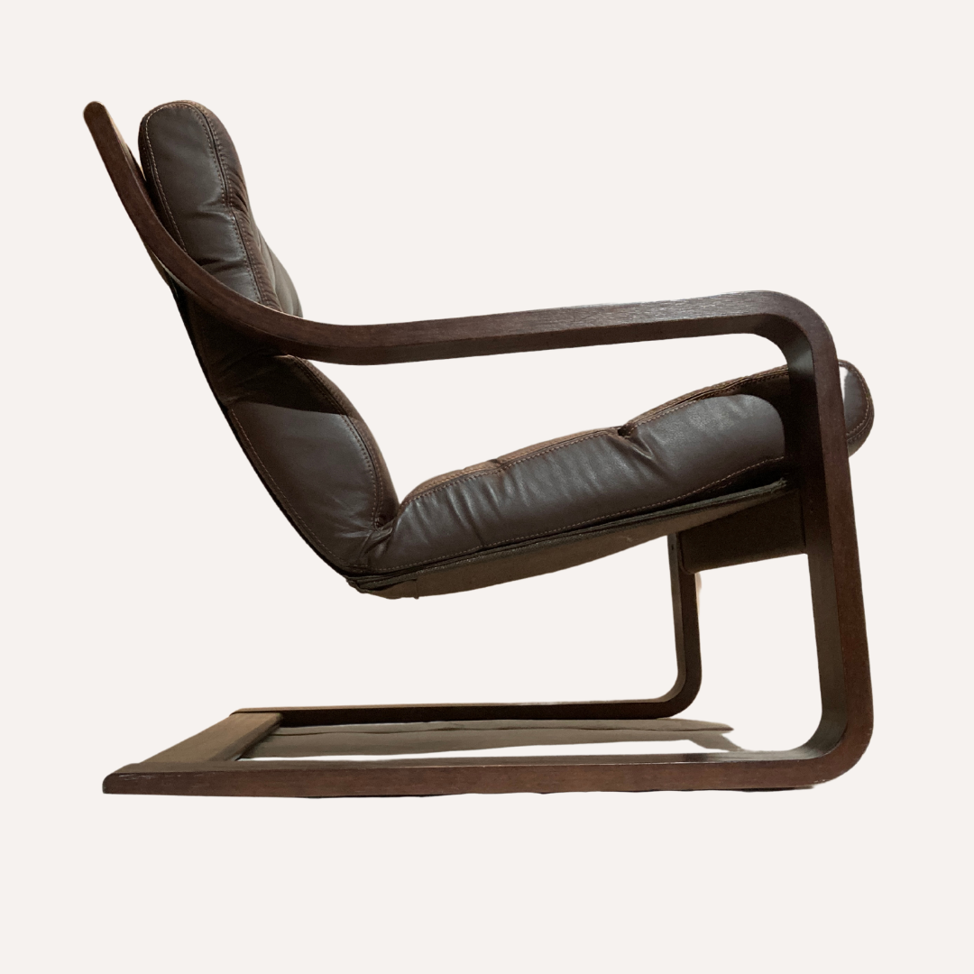 A leather lounge poäng chair by noboru nakamura for ikea, 1970s