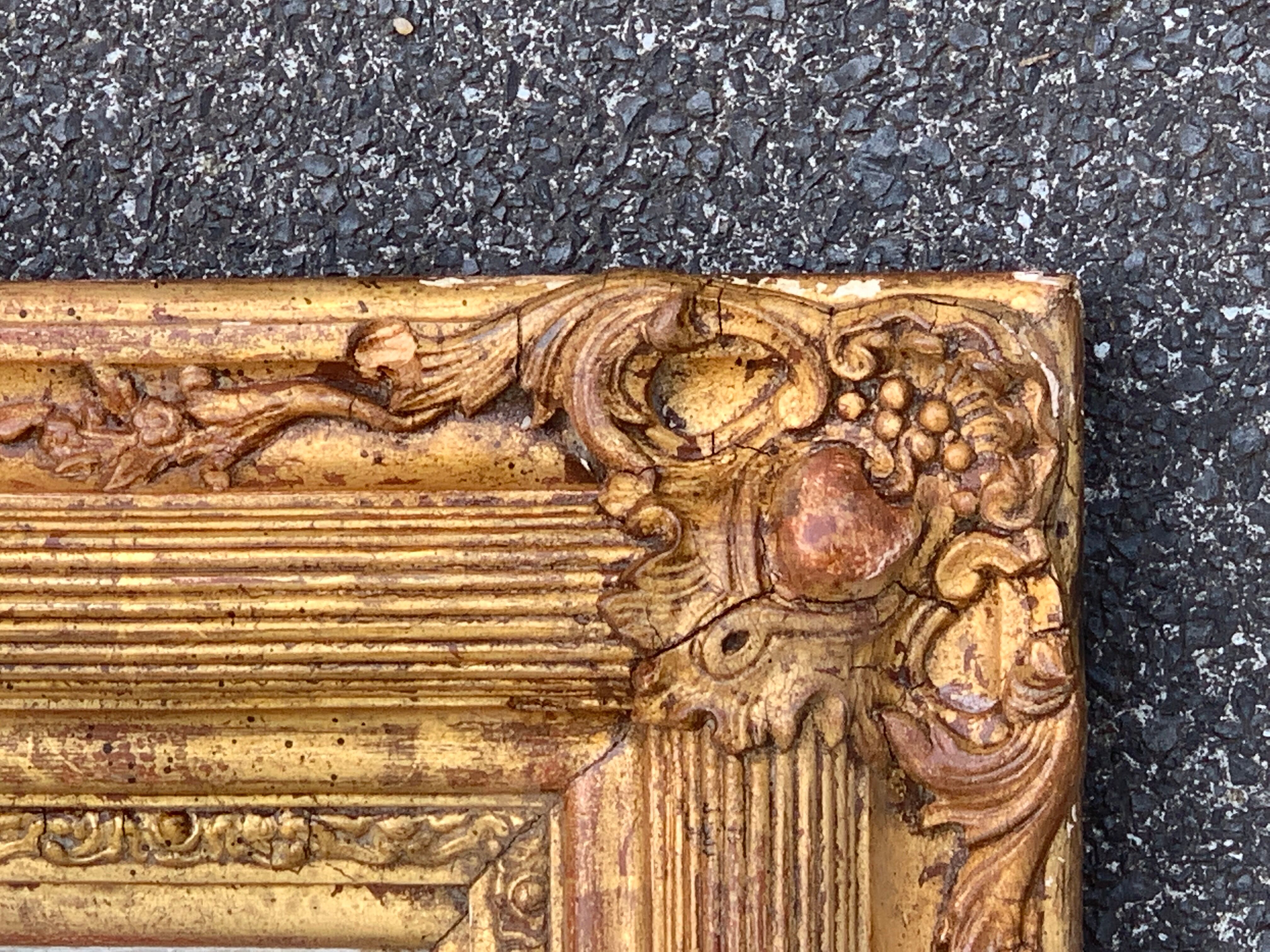 Old style mirror Restoration in gilded stucco wood, 80 x 59 cm