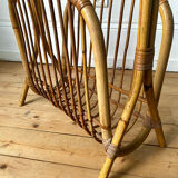 Vintage rattan magazine holder