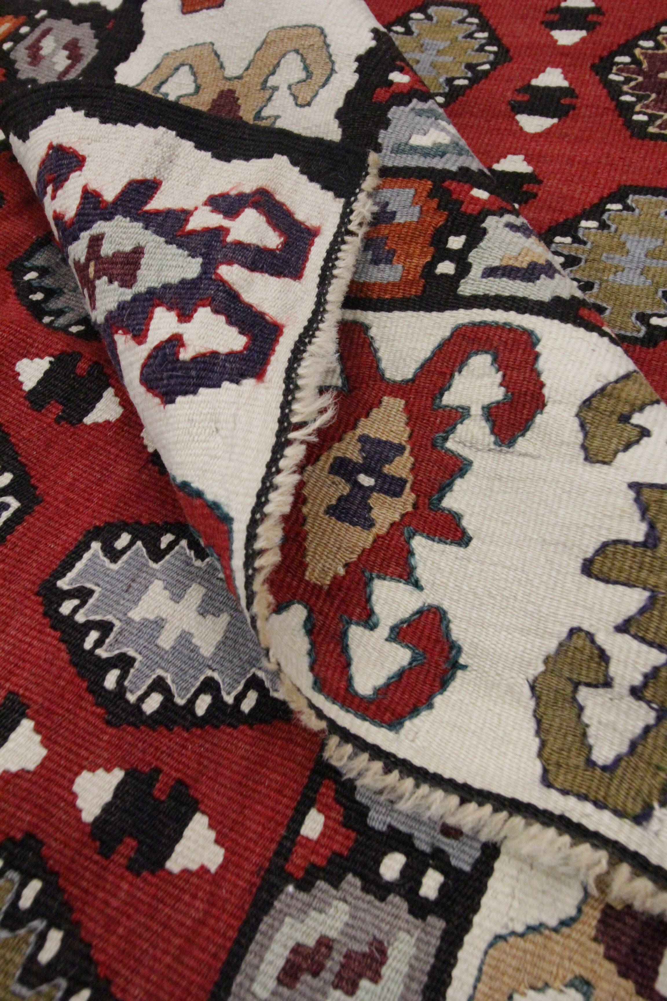 Serbian Kilim Rug, Handwoven Wool Flatweave Carpet, Folk Art 245x150 cm