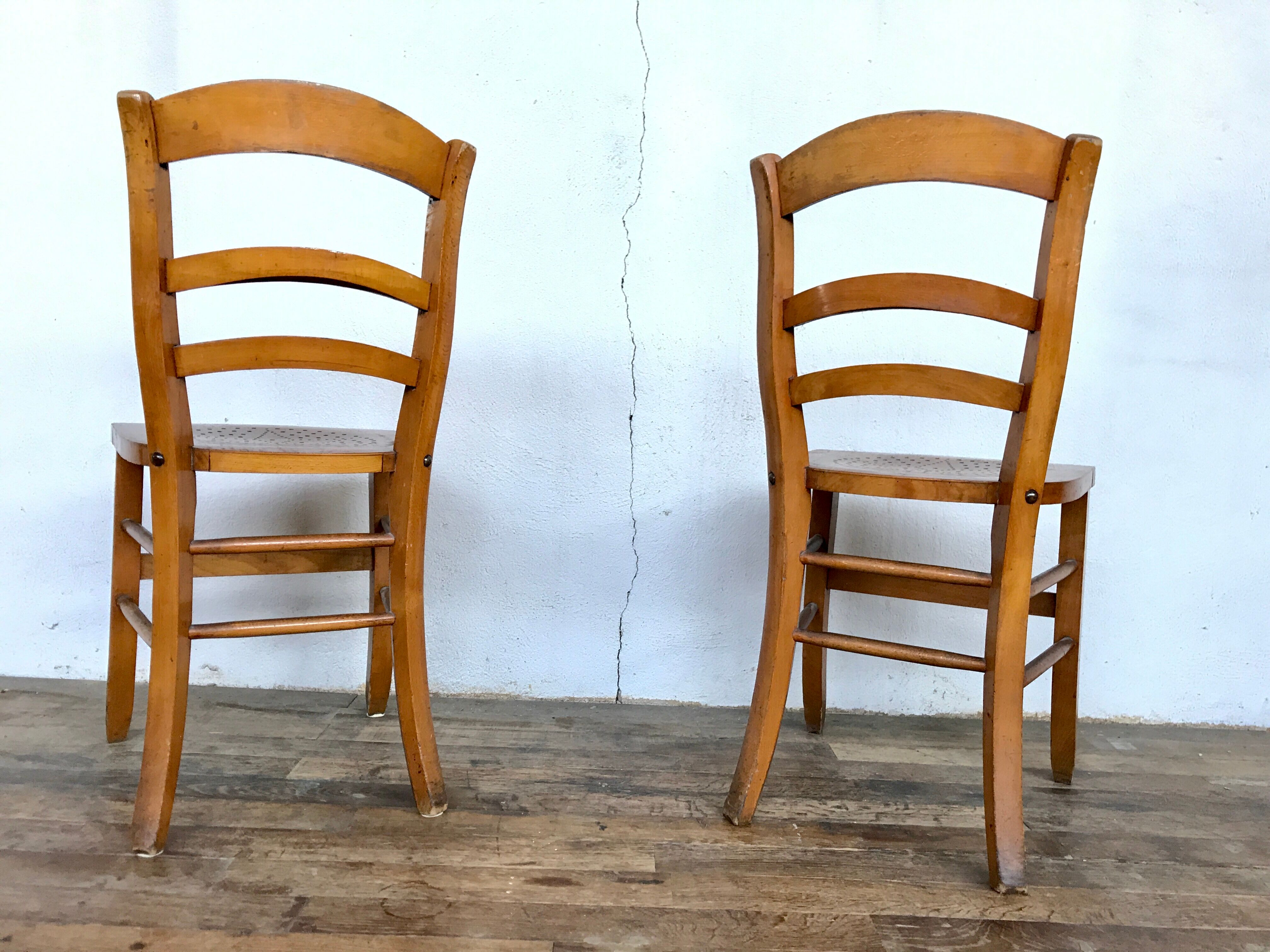 Pair of wooden chair bistro bistro vintage retro bohemian beech light