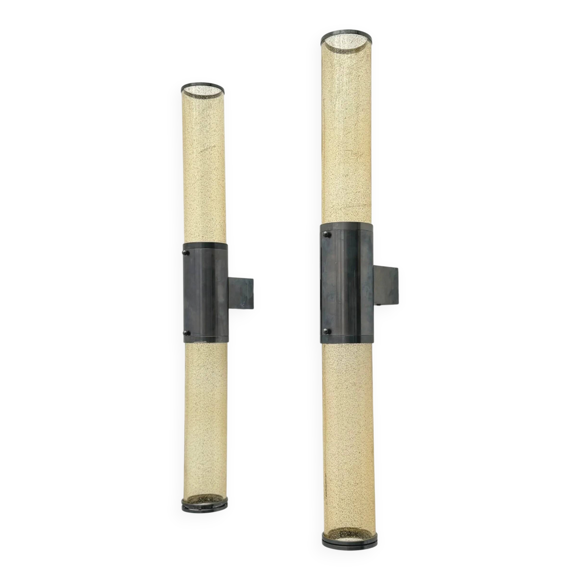 Pair of metal and Murano glass wall lights, 1980