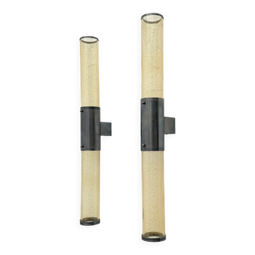 Pair of metal and Murano glass wall lights, 1980