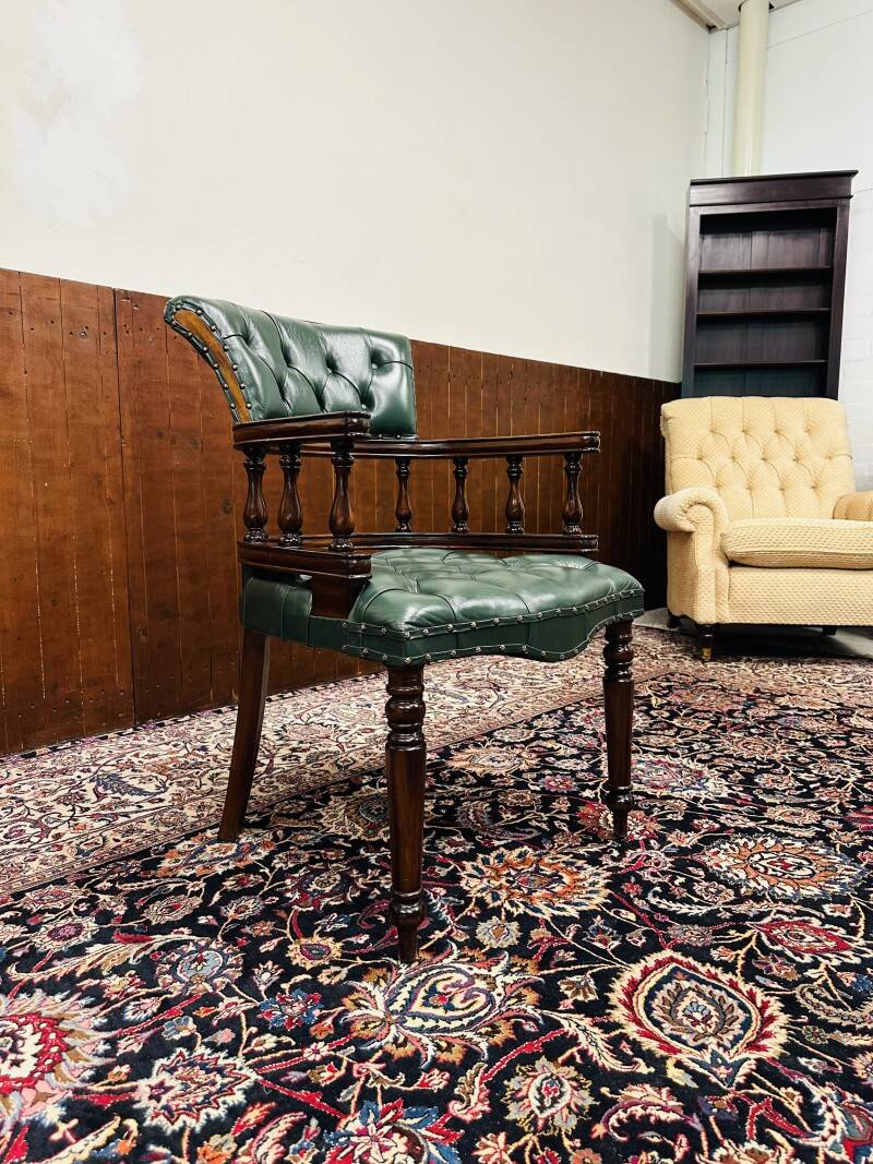 English Chesterfield Captain Chair office chair green