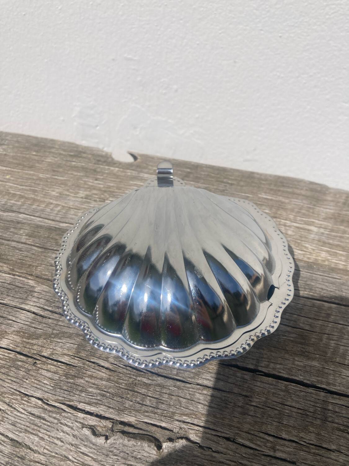 Silver plated butter dish shell 1950