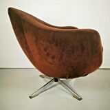 Mid Century 1960s/70s Brown Swivel Tub Chair