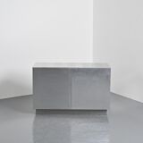 Pair of low buffets in brushed metal, French work, 1970s.