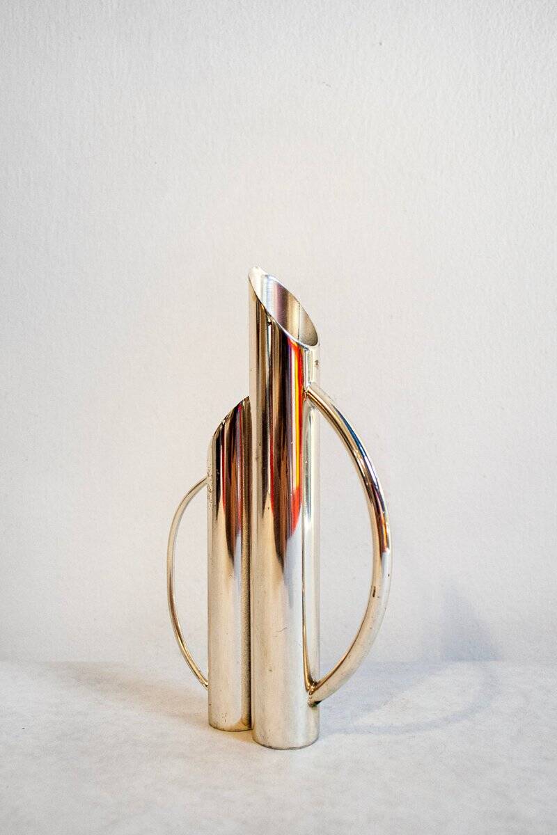 Vintage silver-plated vase by Gio Ponti, 1970.