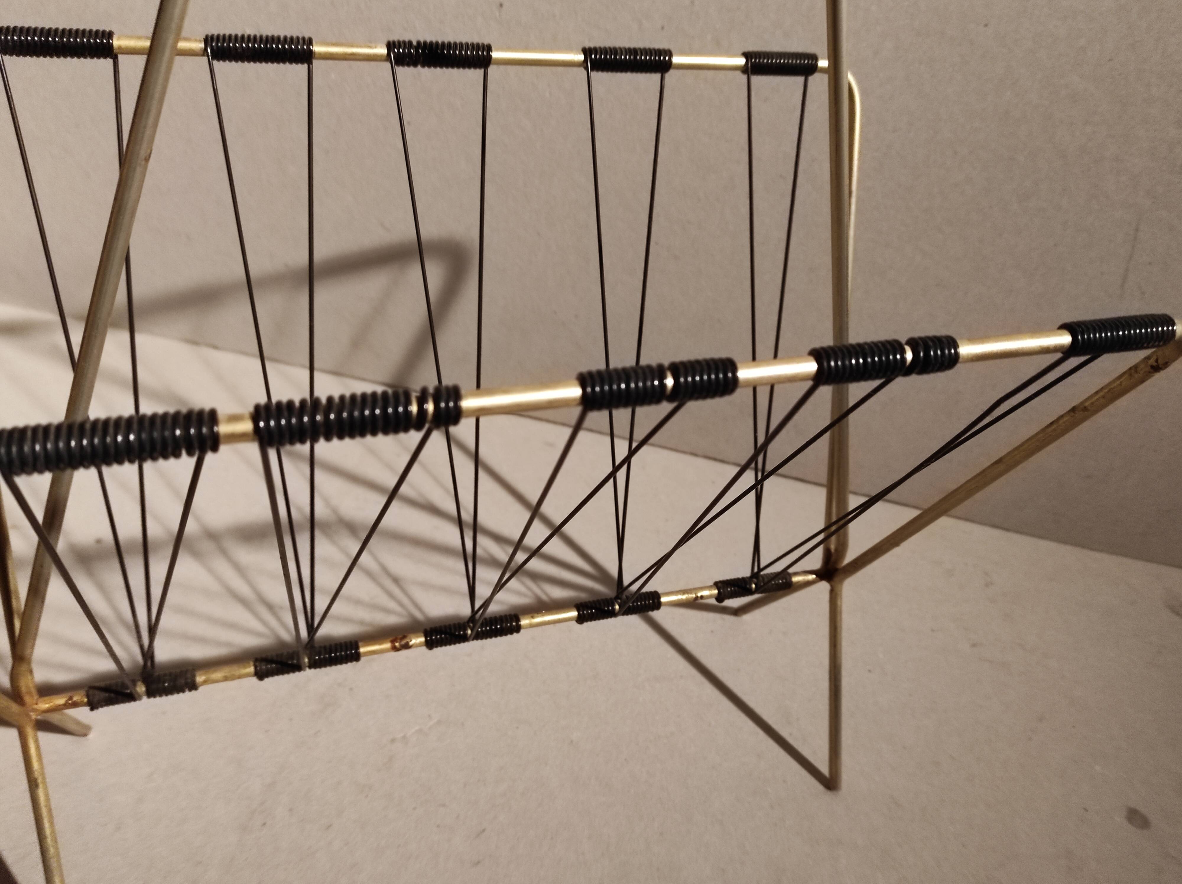 Vintage gold metal and black scoubidou magazine holders