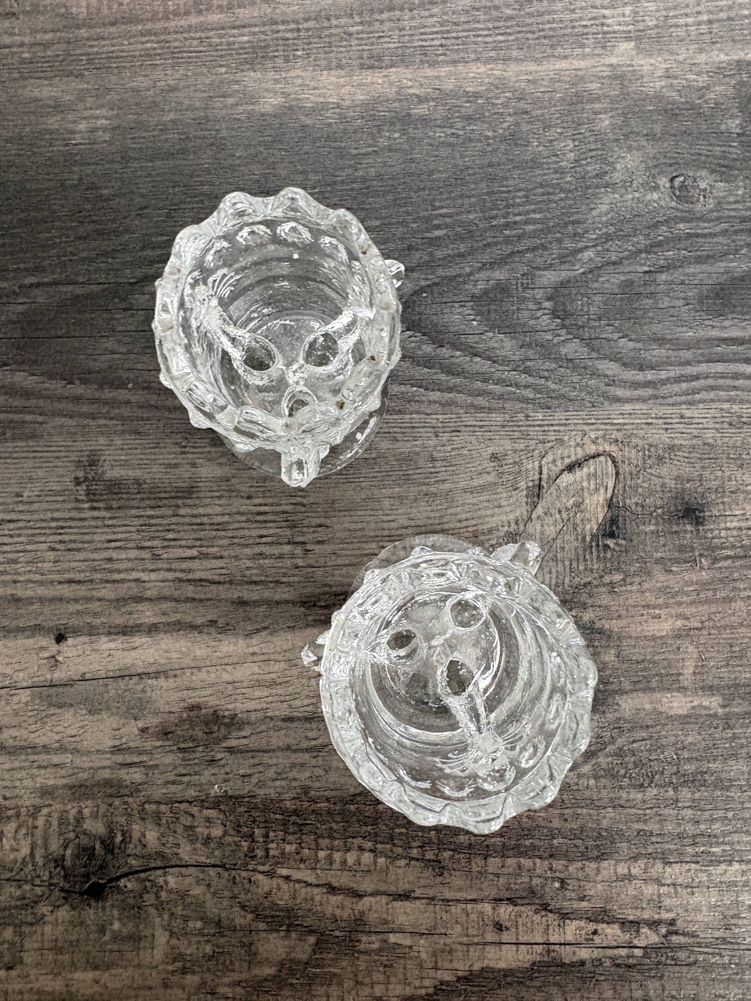 Pair of antique moulded glass egg cups
