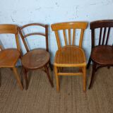 Set of 4 mismatched vintage Fischel bistro chairs