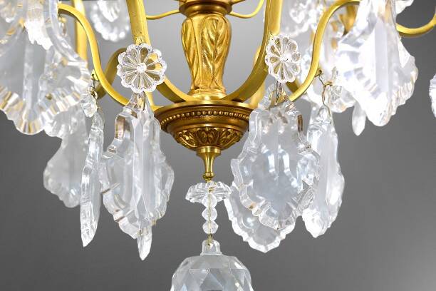 Lustrous Gold Bronze & Bohemian Crystal with Six Lights Louis XV * Lucien GAU
