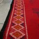 Tapis de couloir kilim rouge en pure laine 65x193cm