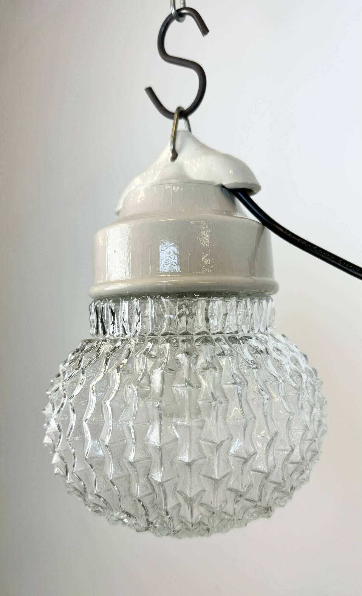 Vintage White Porcelain Pendant Light, 1970s