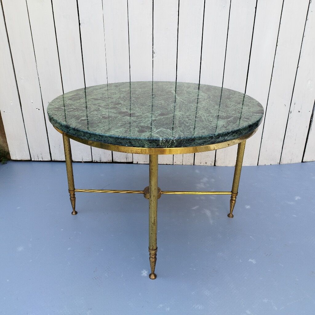 Table néoclassique marbre vert vintage