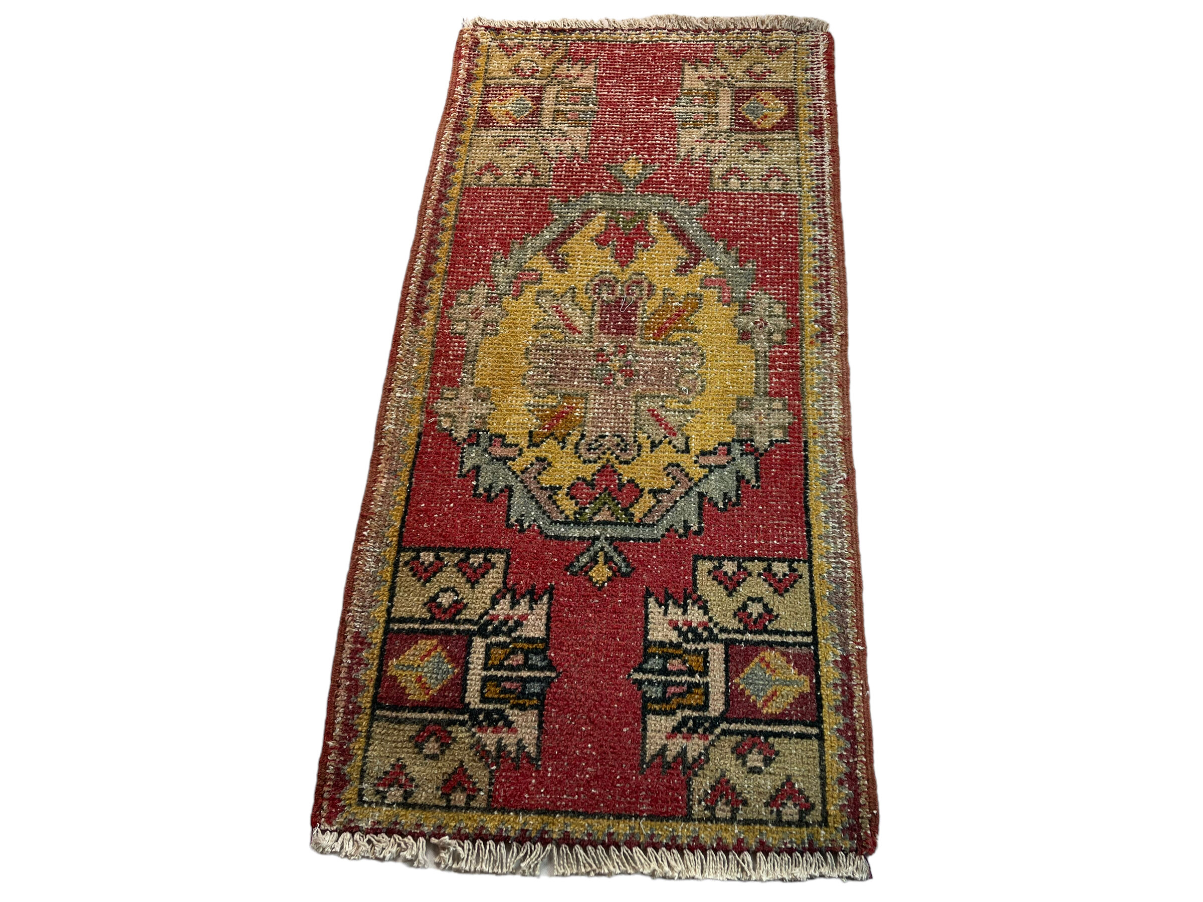 VINTAGE TURKISH PASTEL MINI RUG , 102 x 53 CM