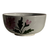 Large earthenware cup with pink trim and pink flower pattern H7 D15