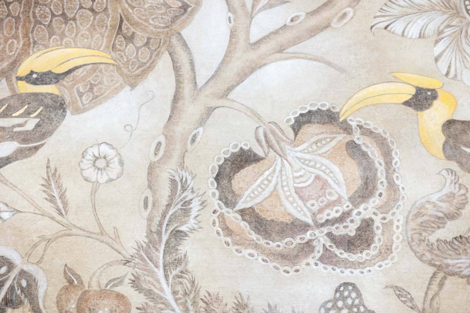 Painted canvas depicting toucans. Contemporary work.